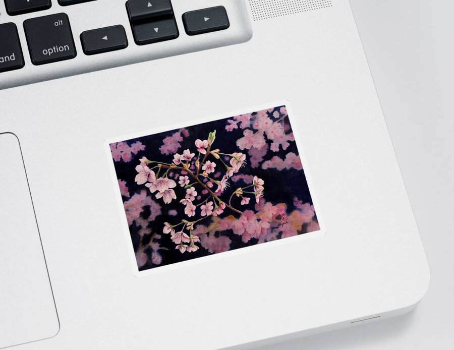 Cherry Blossom Sticker featuring the painting Sakura in Blue by Kelly Miyuki Kimura