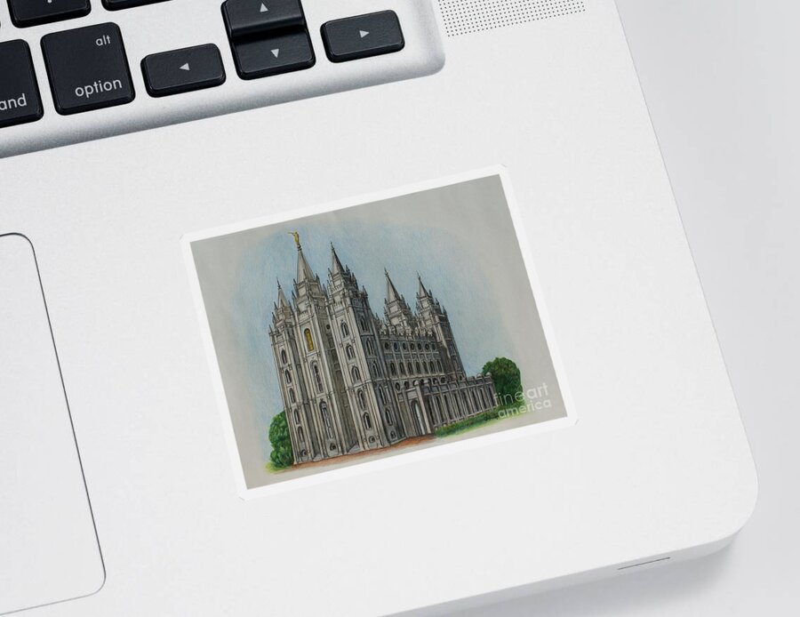 Lds Sticker featuring the drawing Salt Lake City Temple I by Christine Jepsen