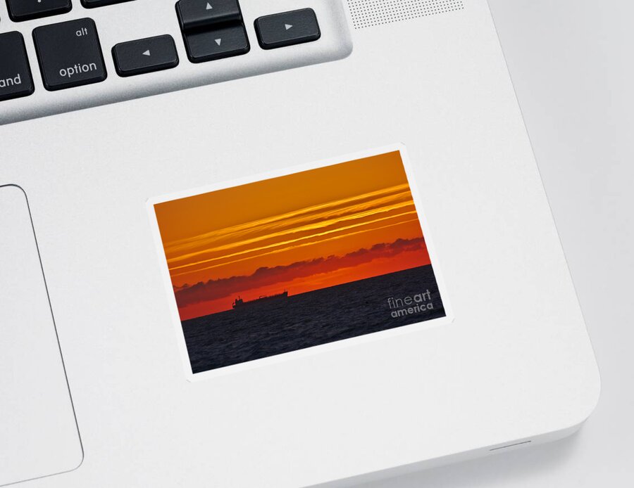 Beach Sunrise Sticker featuring the photograph Sandown Sunrise by Jeremy Hayden