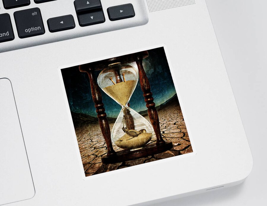 Clock Sticker featuring the digital art Sands of Time ... Memento Mori by Marian Voicu