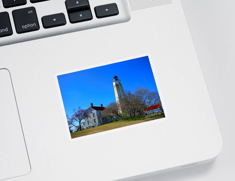 Sandy Sticker featuring the photograph Sandy Hook Lighthouse and Keepers Quarters by Olivier Le Queinec