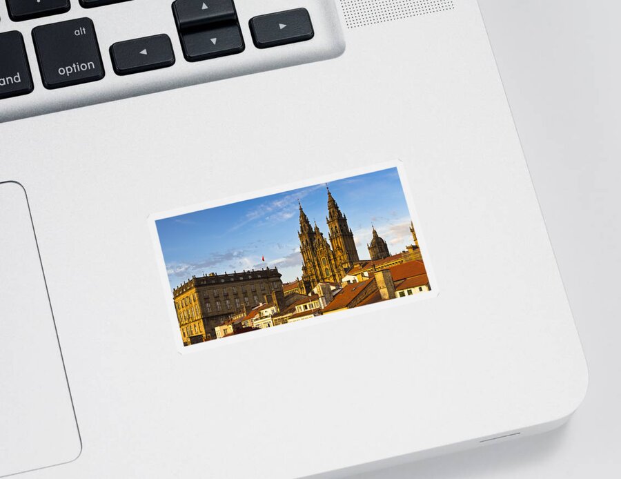 Panorama Sticker featuring the photograph Santiago de Compostela Cathedral Galicia Spain by Pablo Avanzini