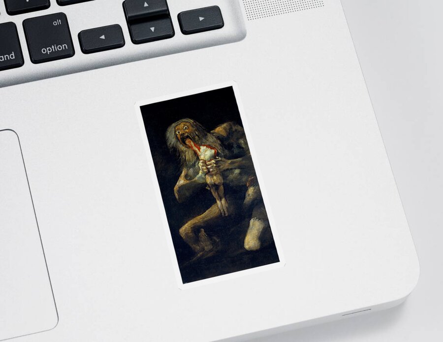 Saturn Devouring His Son Sticker featuring the painting Saturn Devouring His Son by Francisco Goya