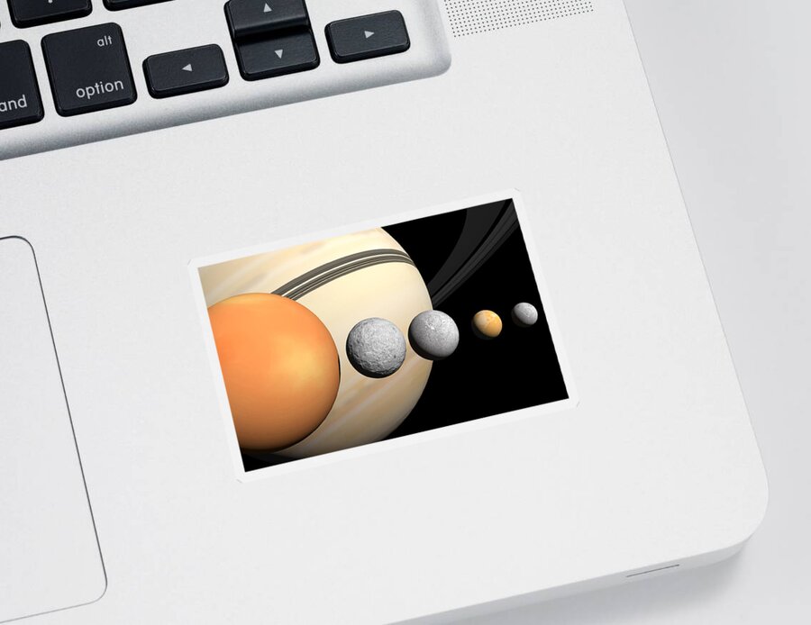 Astronomy Sticker featuring the photograph Saturns Larger Moons by Steve A. Munsinger