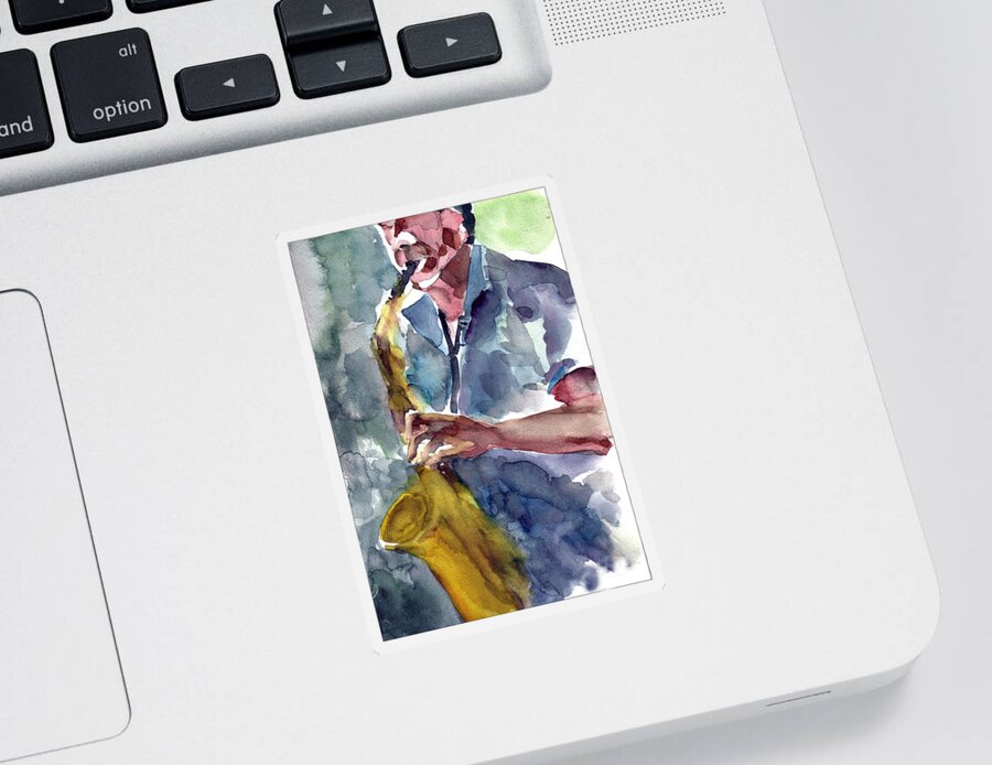 Saxophone Sticker featuring the painting Saxophonist by Faruk Koksal