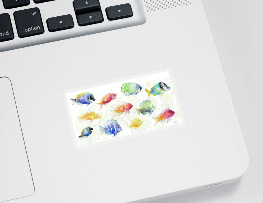 School Sticker featuring the painting School Of Tropical Fish by Lanie Loreth