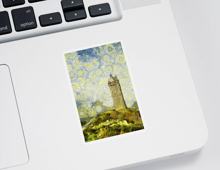 Scrabo Sticker featuring the photograph Starry Scrabo Tower by Nigel R Bell