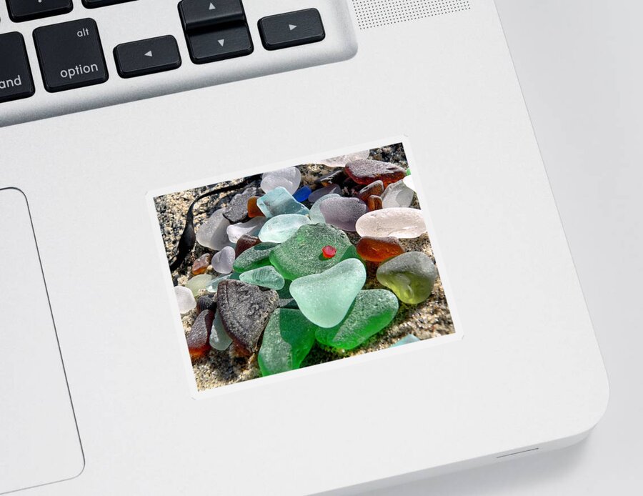 Janice Drew Sticker featuring the photograph Sea glass in multicolors by Janice Drew