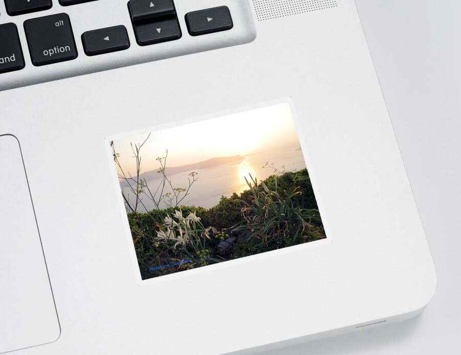Alexandros Daskalakis Sticker featuring the photograph White Lilies and Sunset by Alexandros Daskalakis