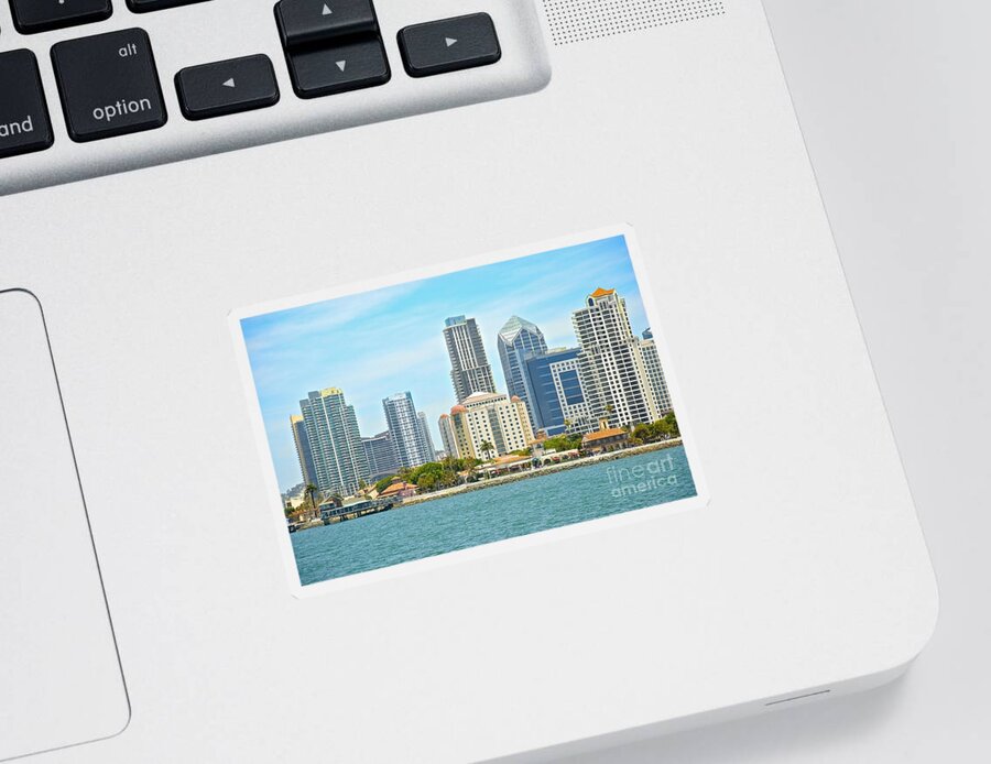 Landscape Sticker featuring the photograph Seaport Village and Downtown San Diego Buildings by Claudia Ellis