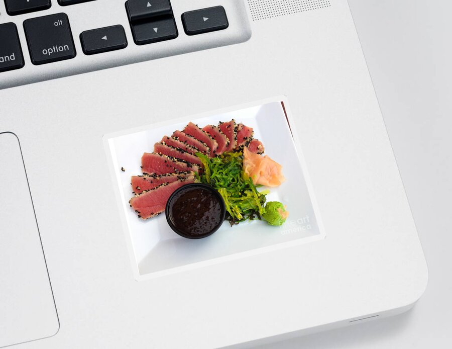 Dining Sticker featuring the photograph Seared Tuna with Ginger by Thomas Marchessault