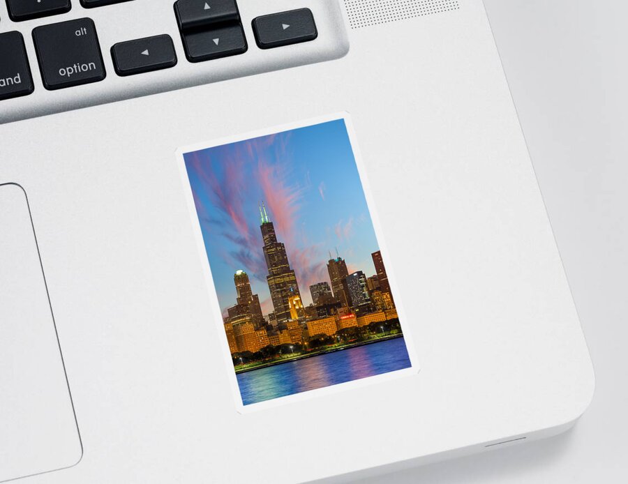 Chicago Skyline Sticker featuring the photograph Sears Tower Sunset by Sebastian Musial
