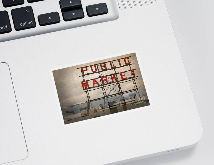 Seattle Public Market Sticker featuring the photograph Seattle Public Market by Art Whitton