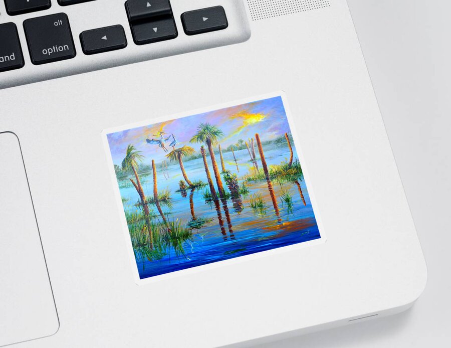 Viera Wetlands Sticker featuring the painting Settling in Viera by AnnaJo Vahle