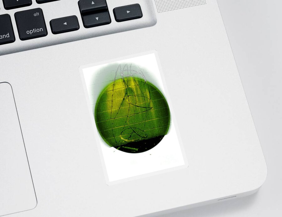 Abstract Sticker featuring the digital art Shape No.101 Greenish Version by Fei A