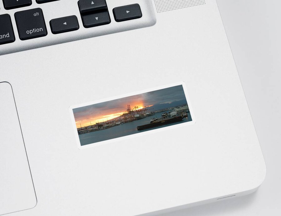 Shipyard Sticker featuring the photograph Shipyard Sunset - Honolulu by Photographic Arts And Design Studio
