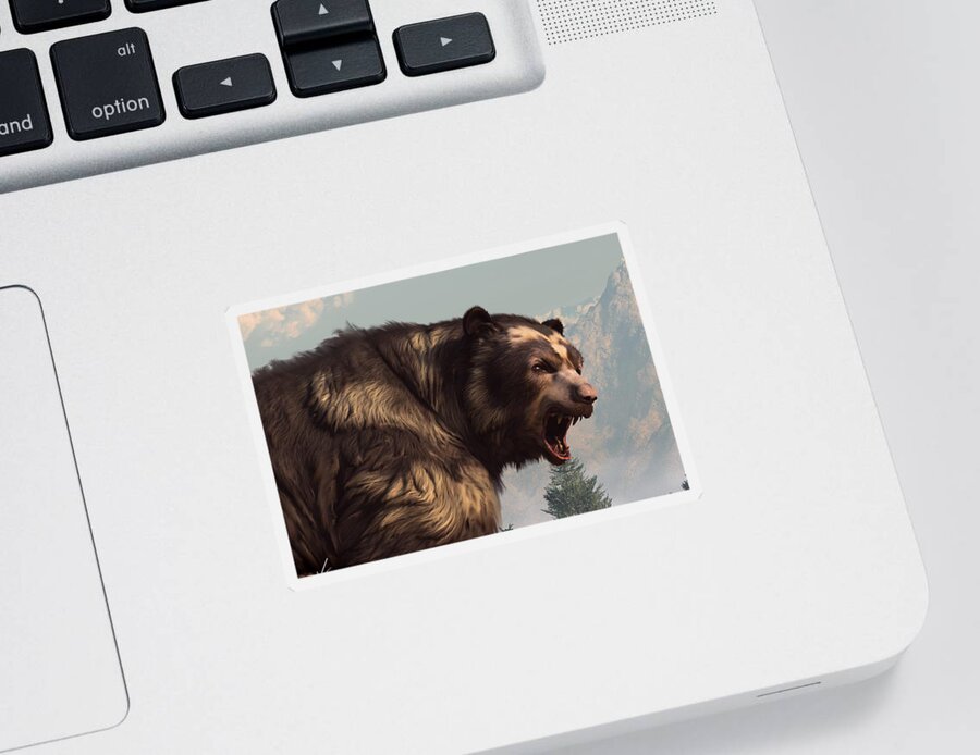 Short Faced Bear Sticker featuring the digital art Short Faced Bear by Daniel Eskridge