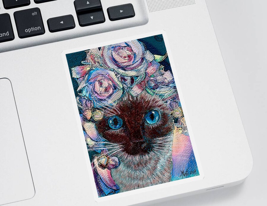 Siamese Cat Sticker featuring the painting Siamese Bride by Michele Avanti