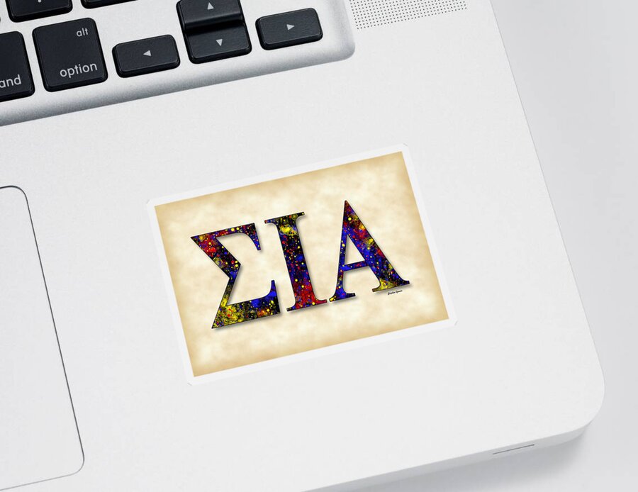 Sigma Iota Alpha Sticker featuring the digital art Sigma Iota Alpha - Parchment by Stephen Younts