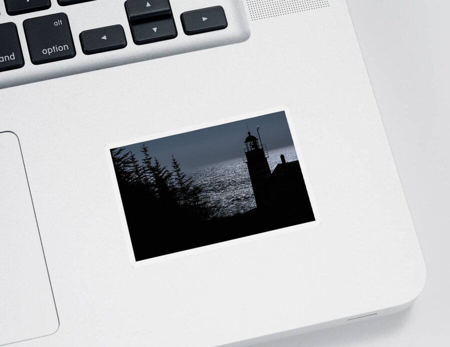 Silhouette Sticker featuring the photograph Silhouette West Quoddy Head Lighthouse by Marty Saccone