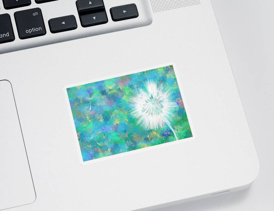 Dandelion Sticker featuring the digital art Silverpuff Dandelion Wish by Nikki Marie Smith