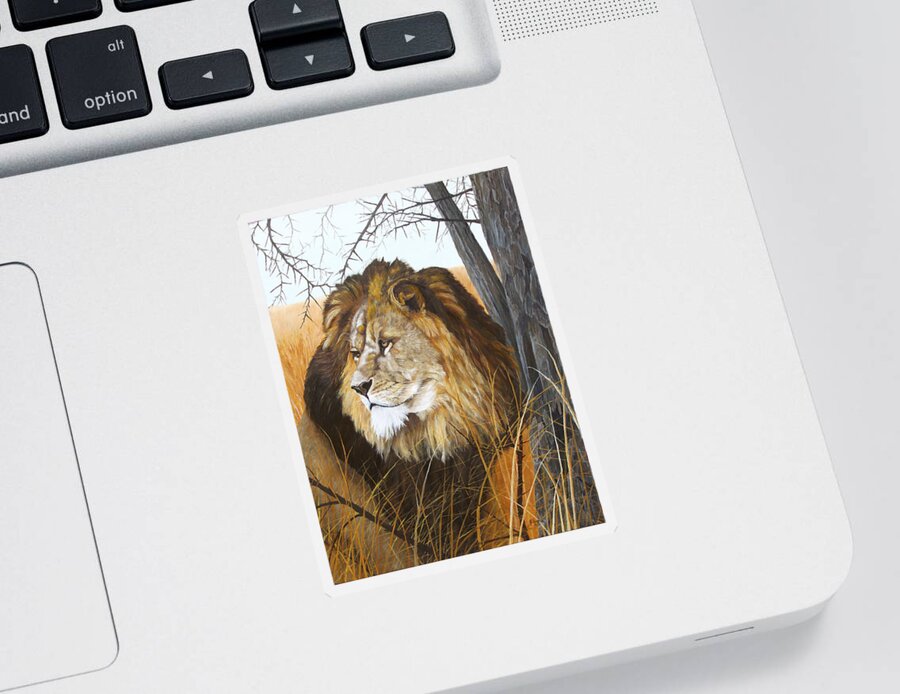 African Wildlife Sticker featuring the painting Simba by Johanna Lerwick