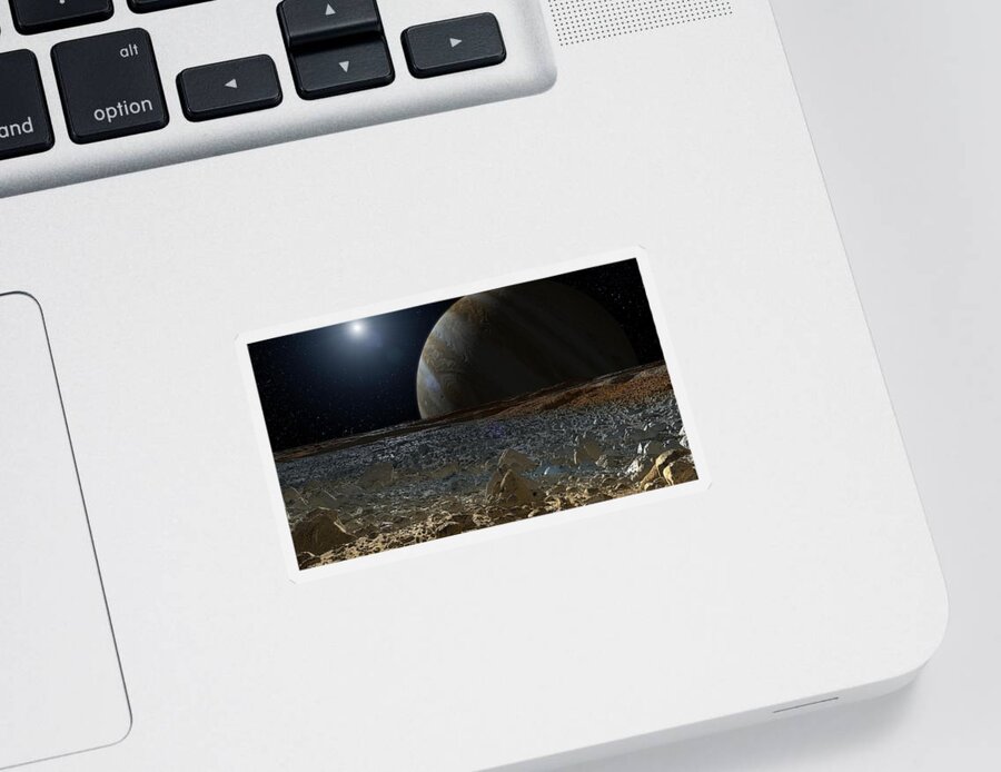 Simulated View From Europa's Surface Sticker featuring the photograph Simulated View from Europas Surface by Jpl