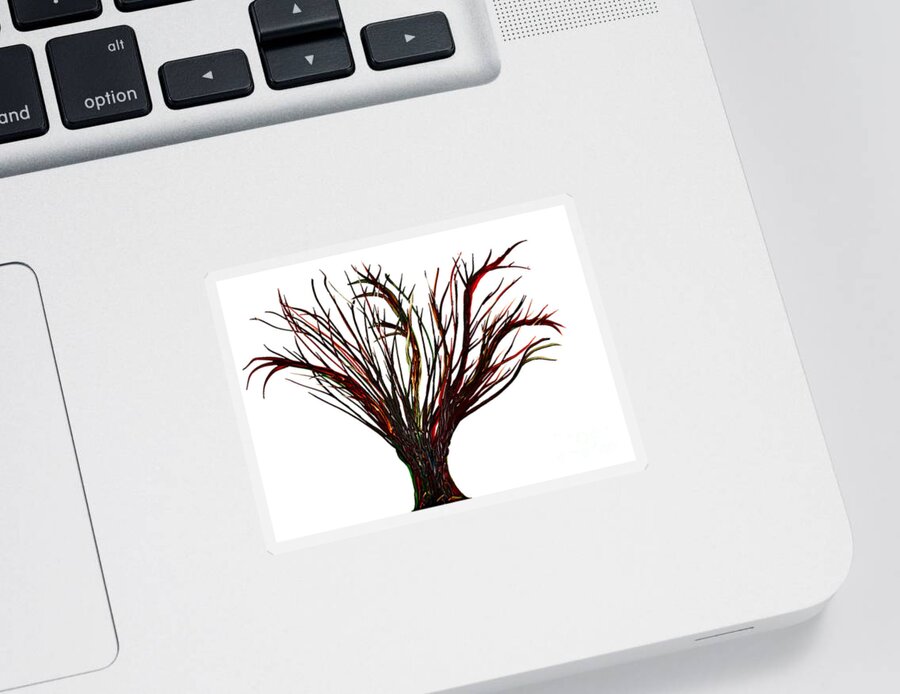 Tree Sticker featuring the painting Single bare tree isolated by Simon Bratt