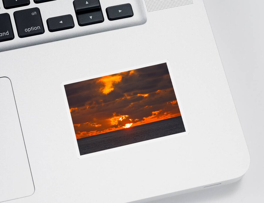 Sunset Sticker featuring the photograph Sinking in the Sea by Greg Norrell