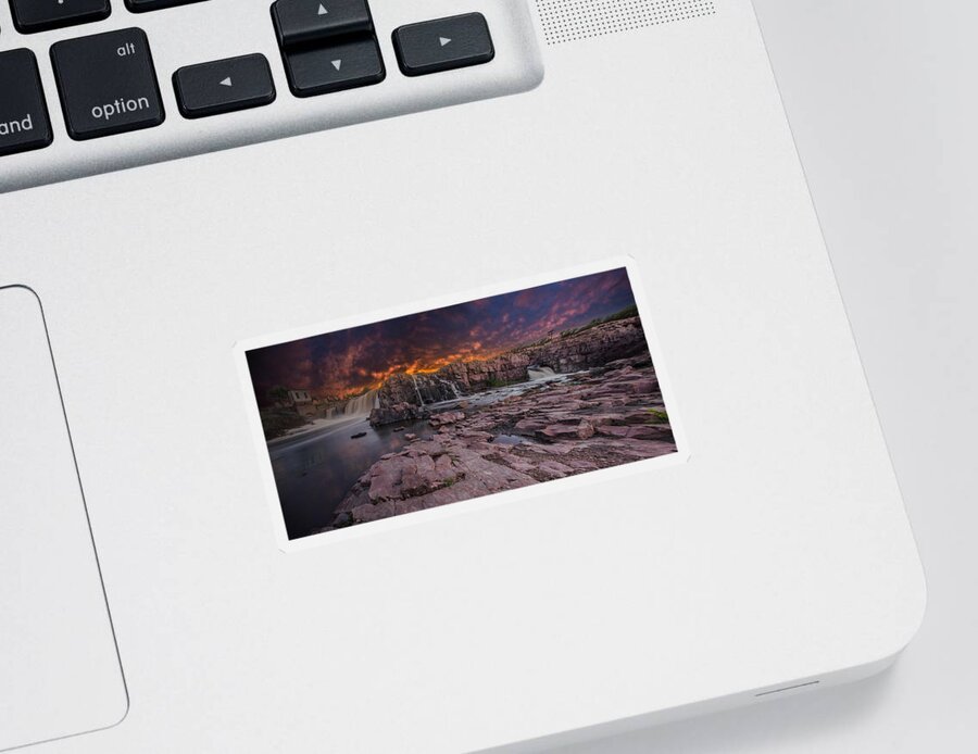 Sunset Sticker featuring the photograph Sioux Falls by Aaron J Groen