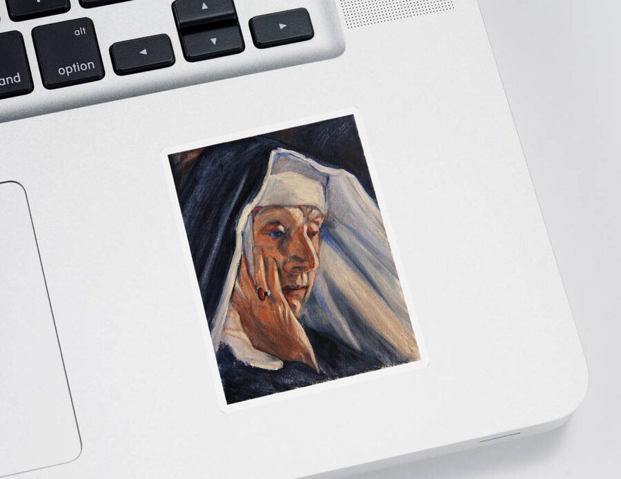 The Sticker featuring the painting Sister Ann by Xueling Zou