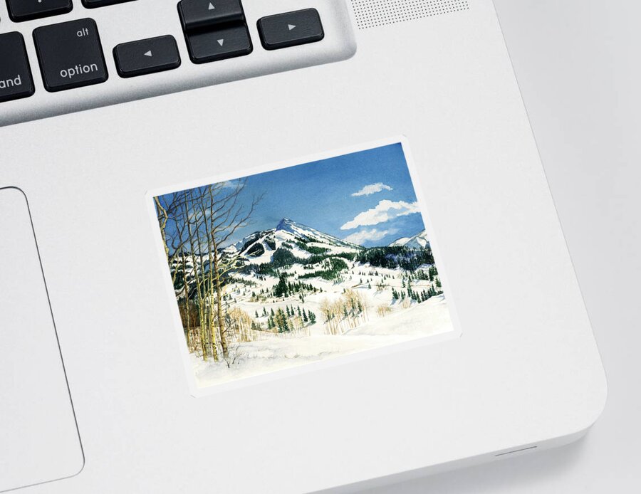 Water Color Paintings Sticker featuring the painting Skiers Paradise by Barbara Jewell