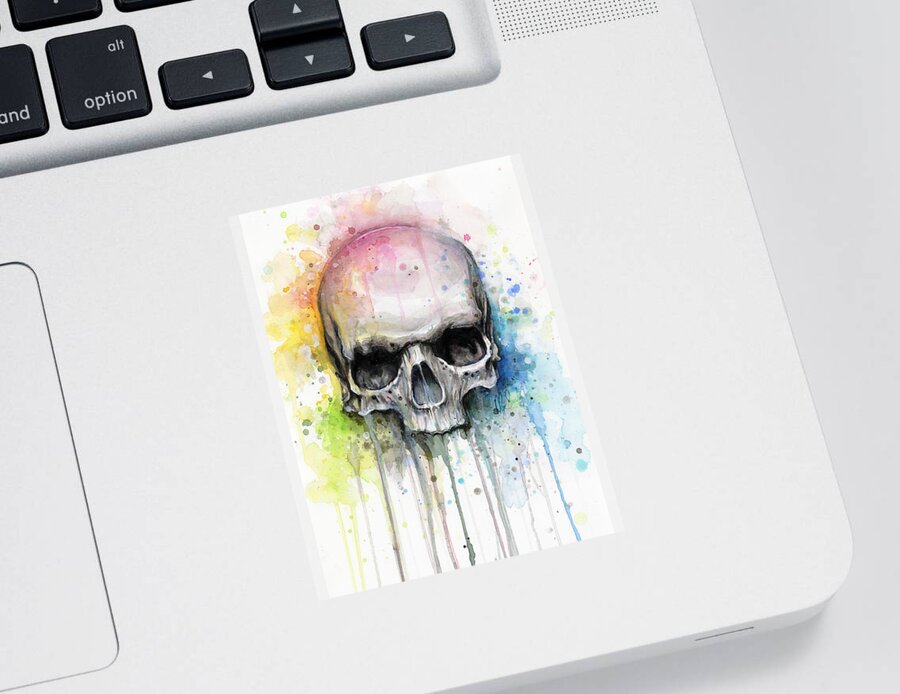 Skull Sticker featuring the painting Skull Watercolor Painting by Olga Shvartsur