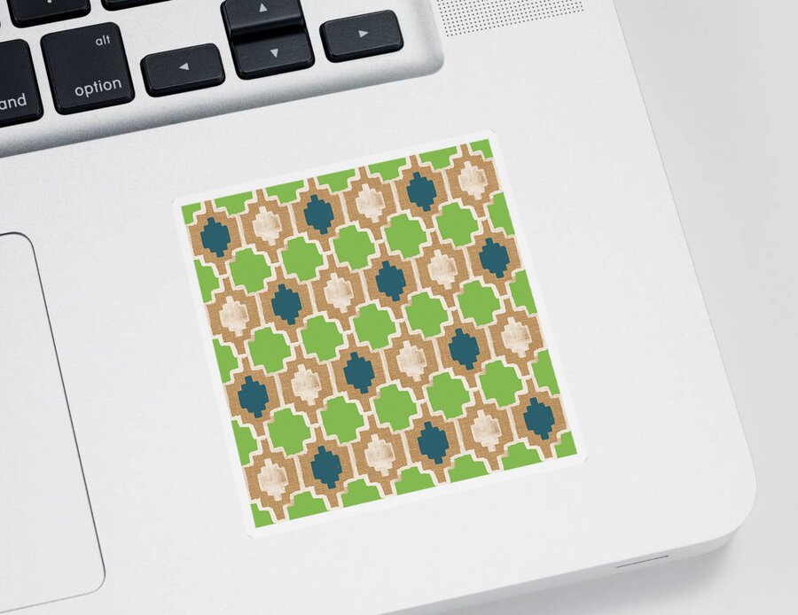 Abstract Pattern Sticker featuring the painting Sky and Sea Tile Pattern by Linda Woods