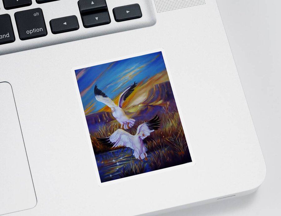 Birds Sticker featuring the painting Snow Geese by Sherry Strong