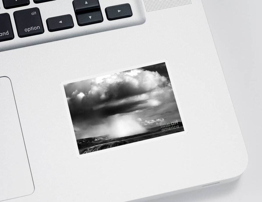 Landscape Sticker featuring the photograph Snow Squall In Black And White by Edward R Wisell