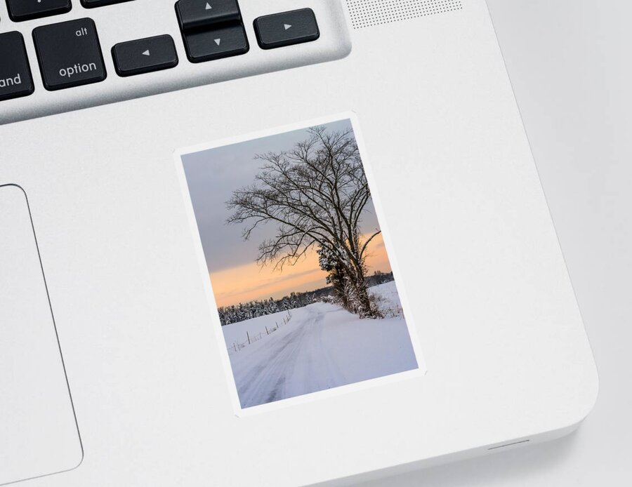 Snow Sticker featuring the photograph Snowy Country Road by Holden The Moment