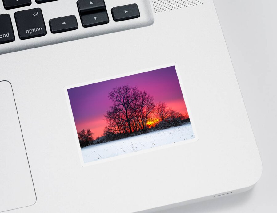Colorful Sky Sticker featuring the photograph Snowy Sunset by Ron Pate