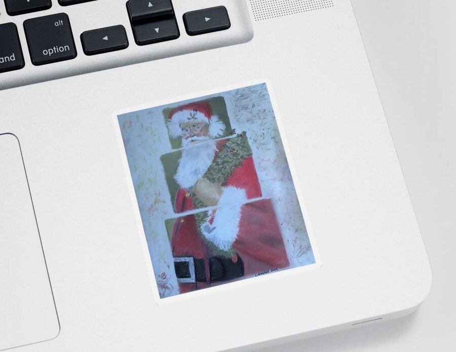 Santa Sticker featuring the painting S'nta Claus by Claudia Goodell