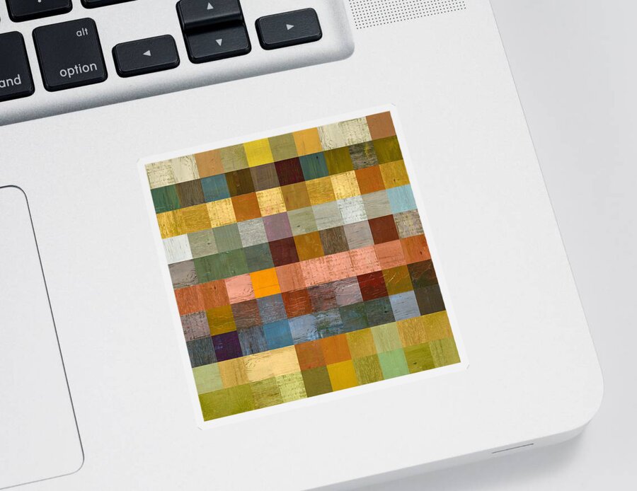Abstract Sticker featuring the painting Soft Palette Rustic Wood Series lV by Michelle Calkins