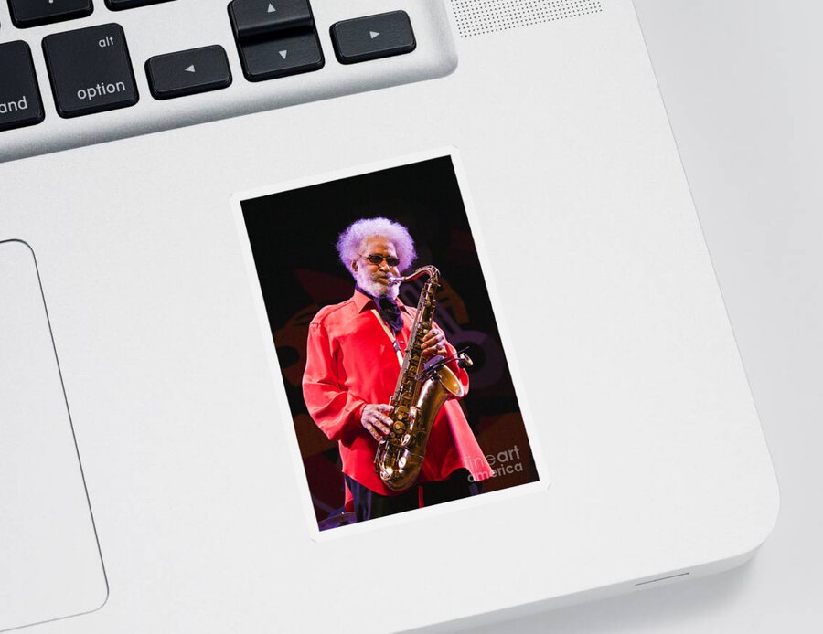 Craig Lovell Sticker featuring the photograph Sonny Rollins in Red Shirt by Craig Lovell