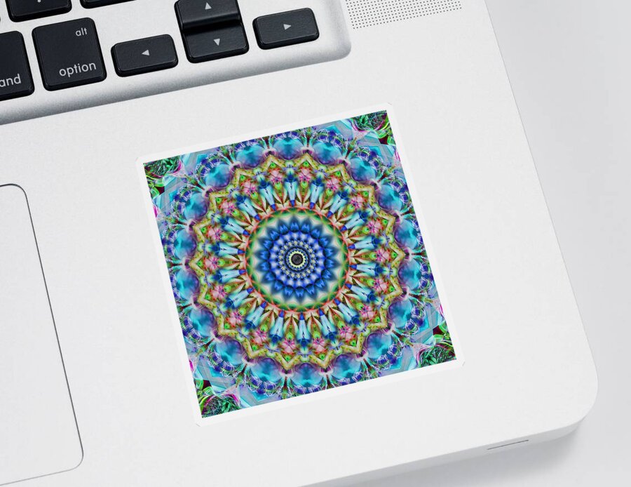Cindi Ressler Sticker featuring the photograph Soothing Blues Mandala by Cindi Ressler