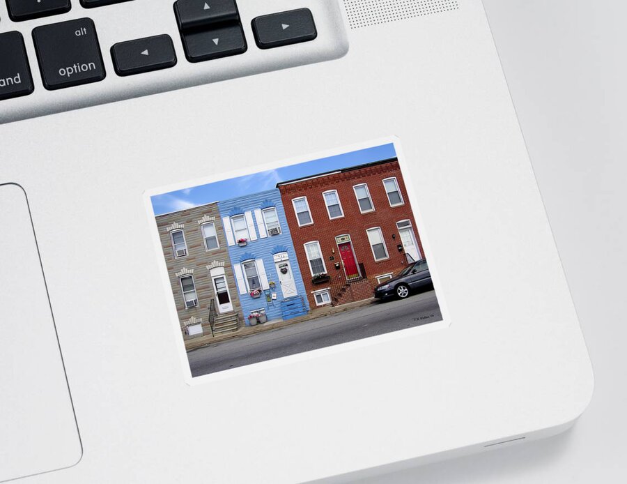 2d Sticker featuring the photograph South Baltimore Row Homes by Brian Wallace