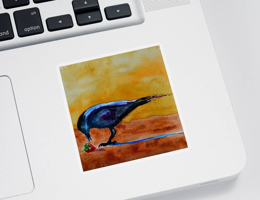 Crow Sticker featuring the painting Special Treat by Beverley Harper Tinsley