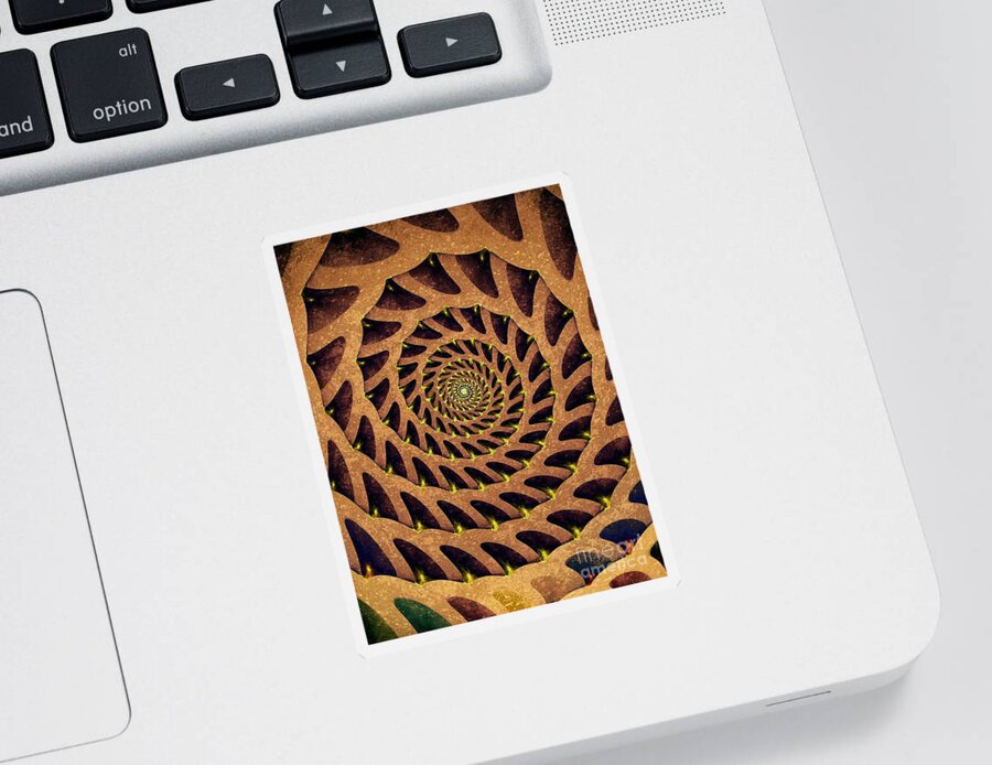 Abstract Sticker featuring the digital art Spiral Stairs by Klara Acel