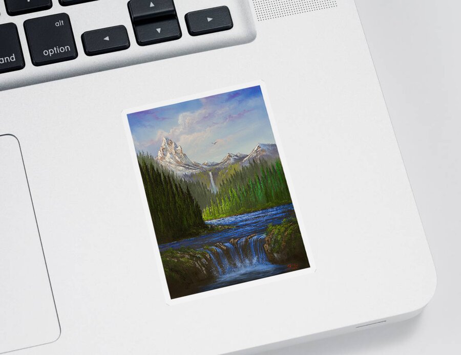 Landscape Sticker featuring the painting Spring In The Rockies by Chris Steele