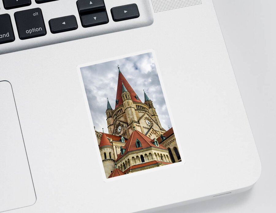 St Sticker featuring the photograph St. Francis of Assisi Church in Vienna by Pablo Lopez