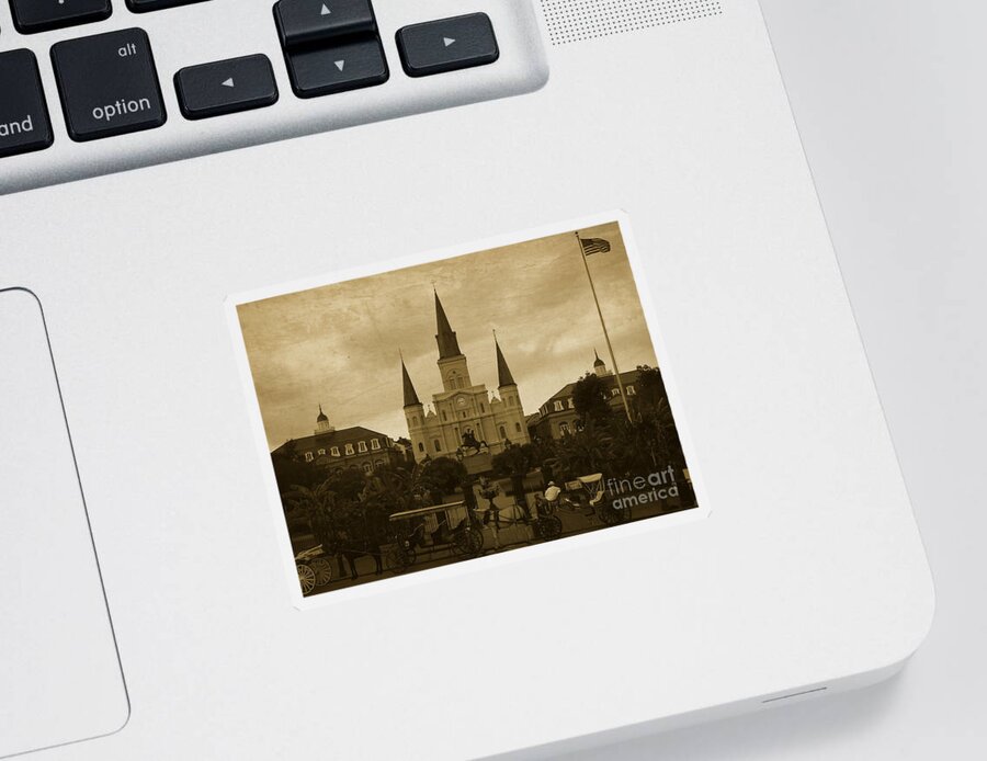 Church Sticker featuring the photograph St Louis Cathedral - New Orleans by Andrea Anderegg