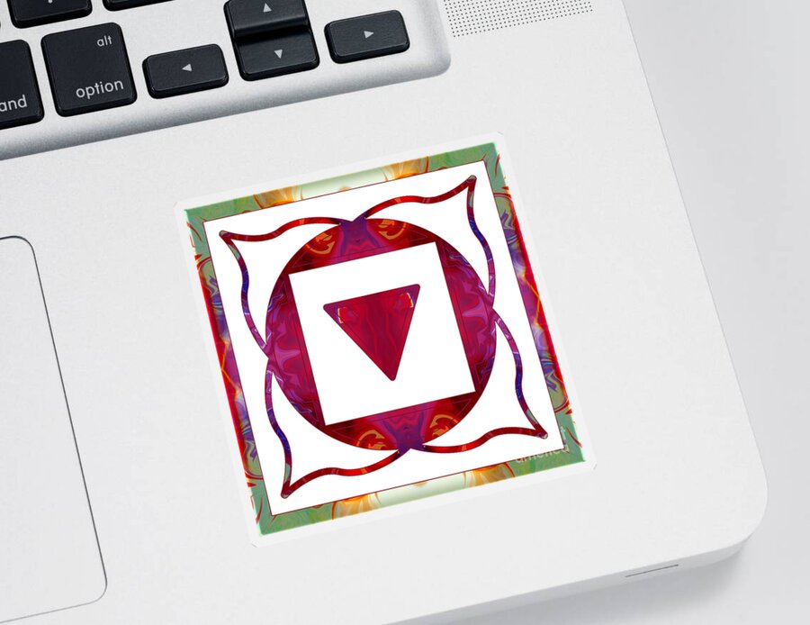 1x1 Sticker featuring the digital art Stabilized Emotions and Thoughtful Feelings Abstract Chakra Art by Omaste Witkowski