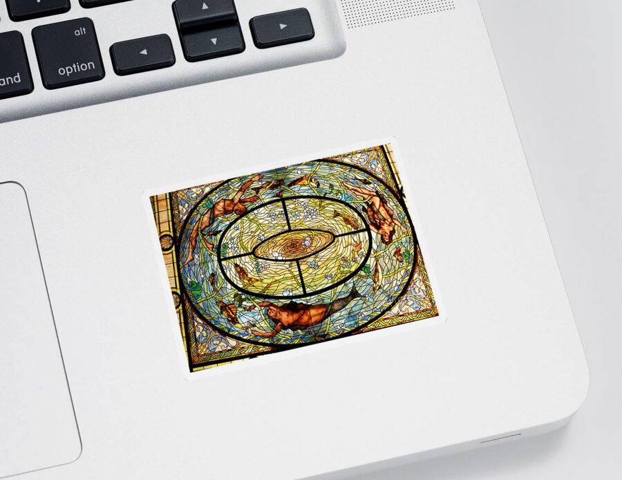 Travel Destination Sticker featuring the photograph Stained Glass Ceiling by Susan Leavines Harris